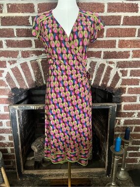 maggy london multicolor geometric wrap dress